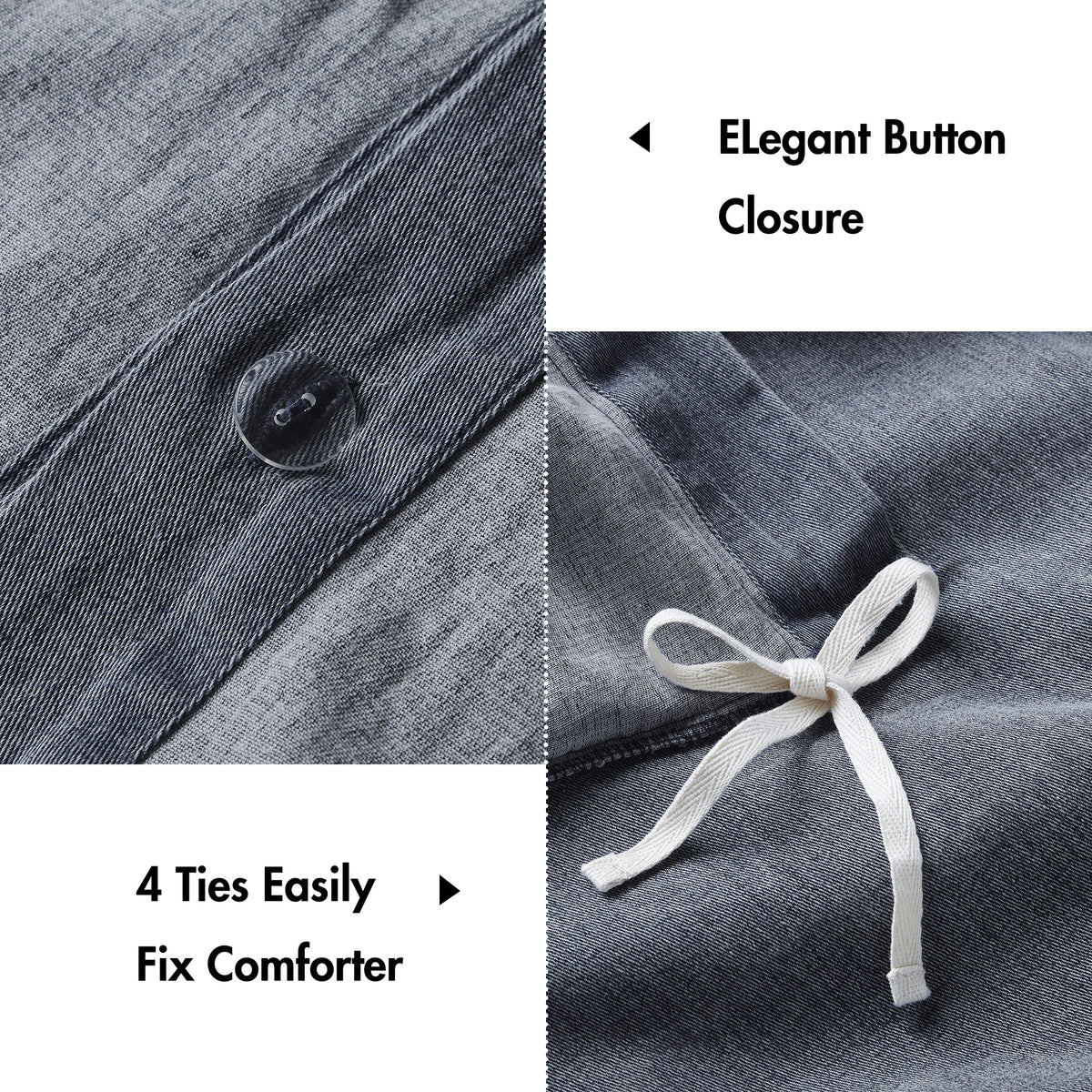 Mckenzie Cotton Twill Washed Duvet Set - Blue