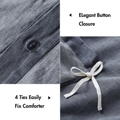 Mckenzie Cotton Twill Washed Duvet Set - Blue