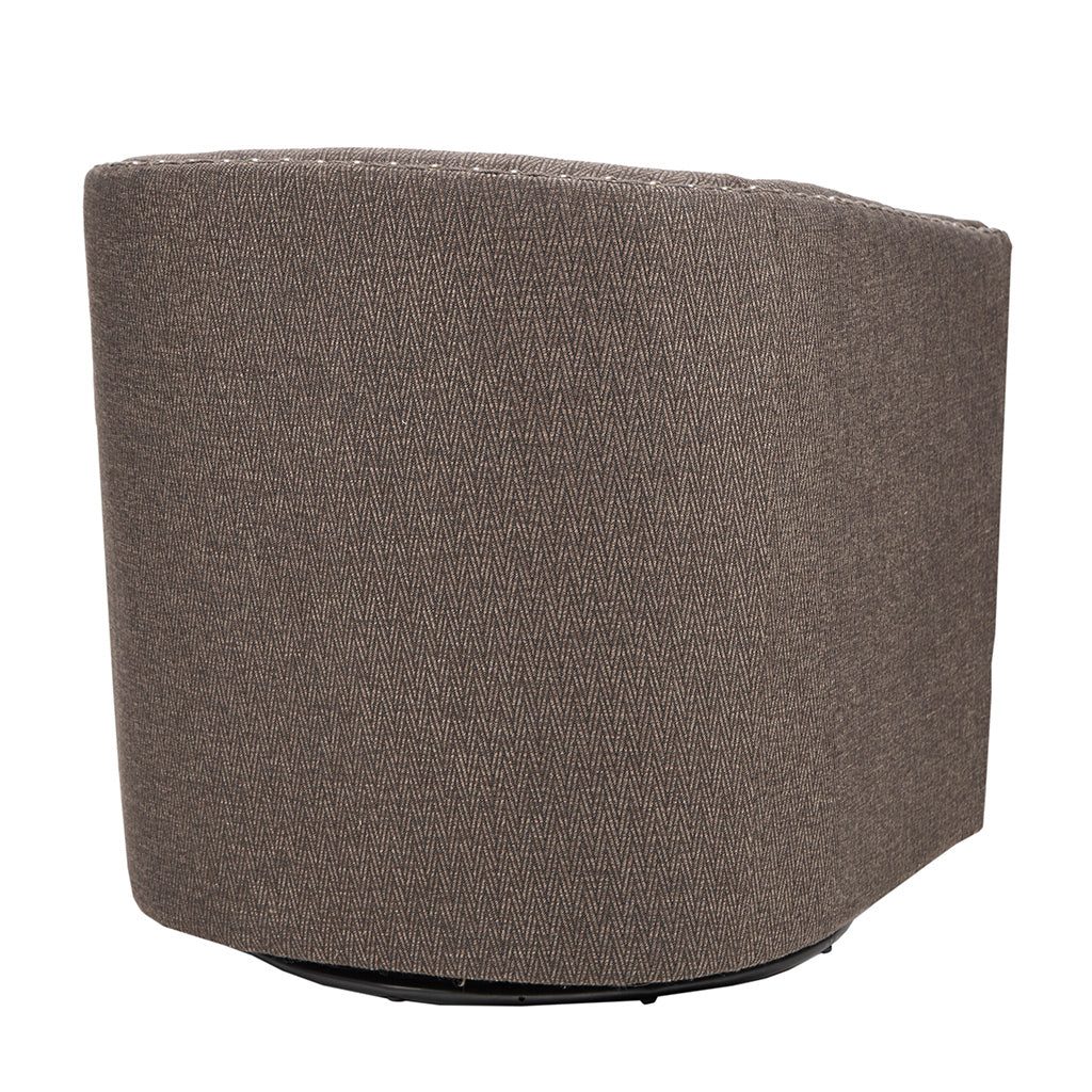 Tyler Upholstered Swivel Barrel Chair with Nailheads - Chocolate