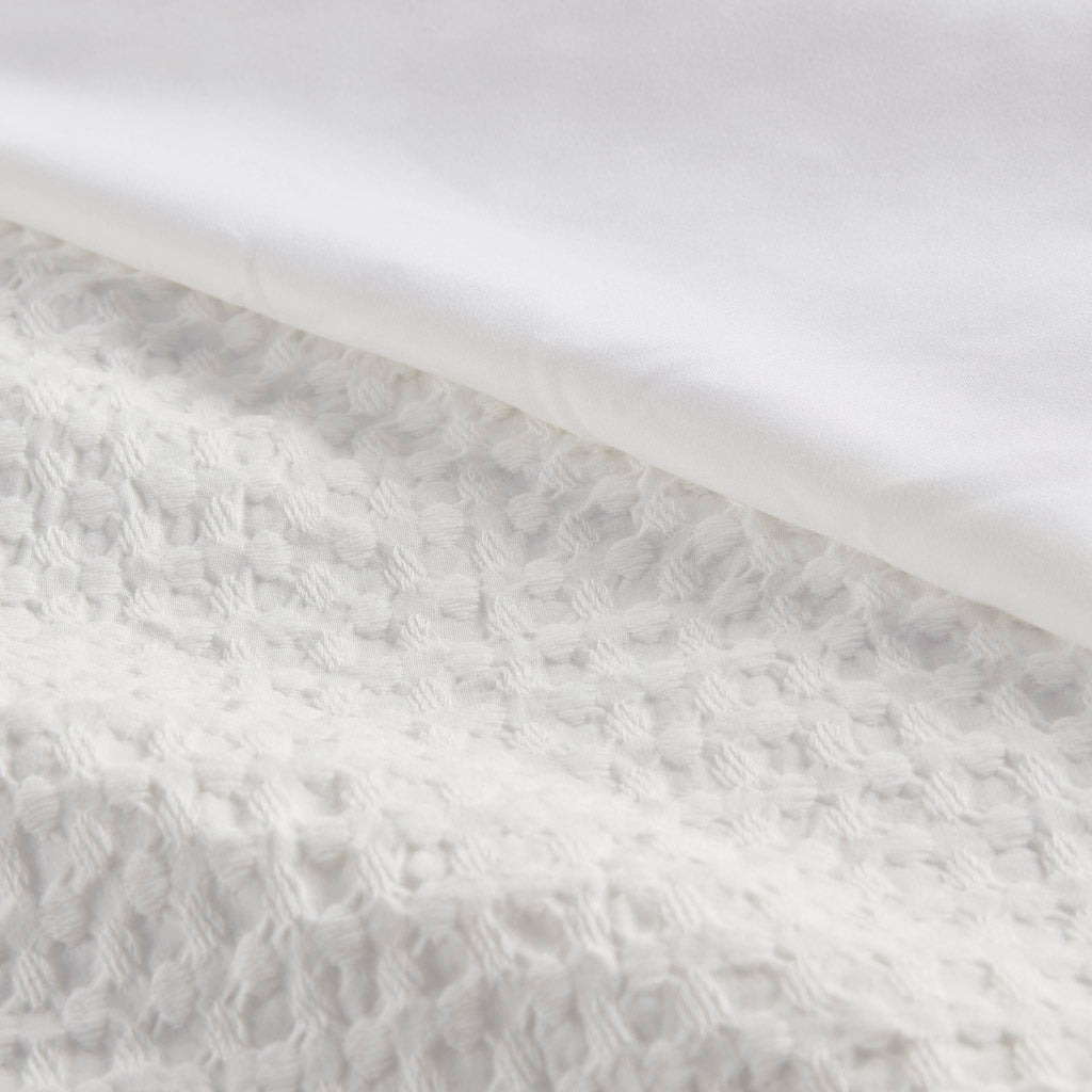 Mina Weave Textured Duvet Cover Set - White
