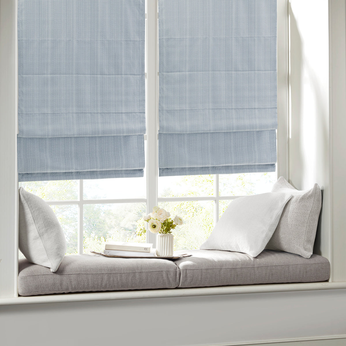 Galen Basketweave Cordless Roman Shade Collection - Blue