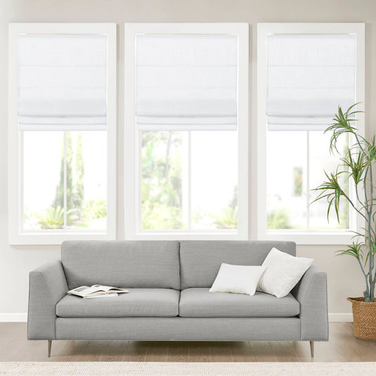 Kyler Linen Blend Light Filtering Cordless Roman Shade - White