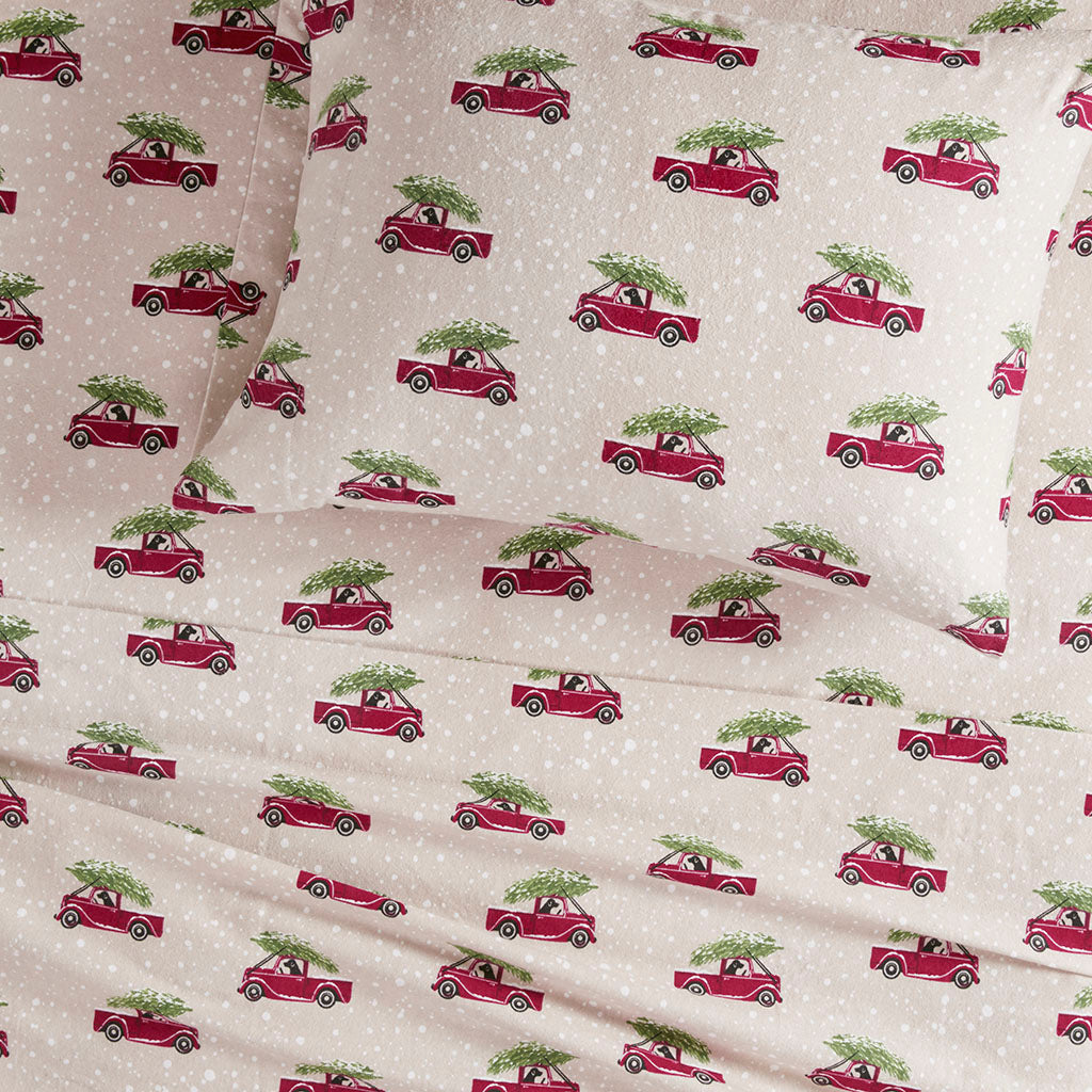 Cotton Flannel Sheet Set - Tan Cars