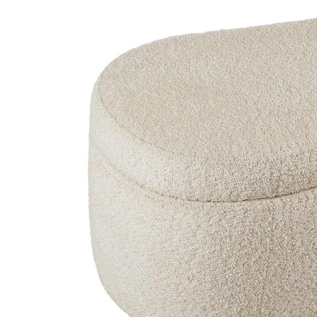 Bailey Boucle-Style Curved Storage Accent Bench - Cream