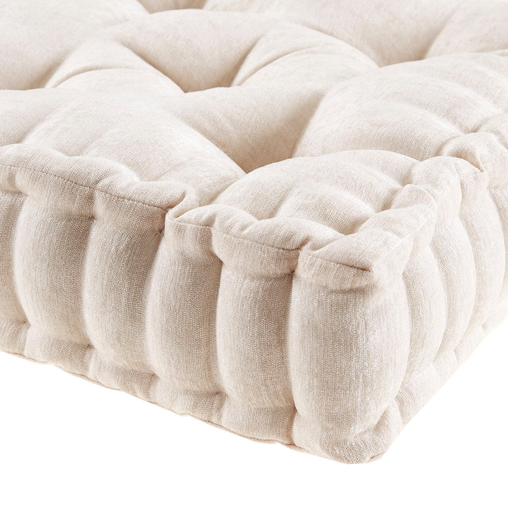Azza Poly Chenille Square Floor Pillow Cushion Compress Pack - Ivory