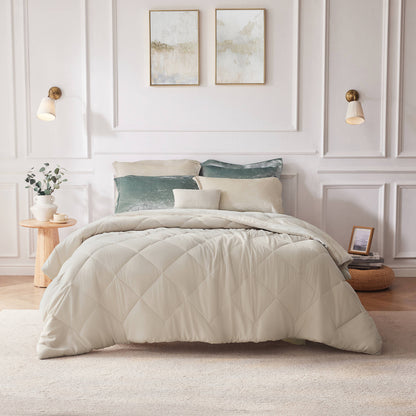 Felicia Velvet Comforter Set with Throw Pillow - Champagne