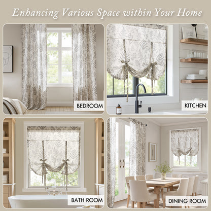 Aria Floral Window Panel - Charcoal