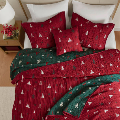 Winter 2 Pieces Throw Set - Red