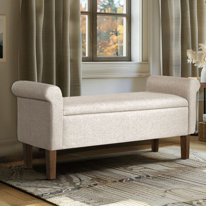 Aubrey Upholstered Storage Bench - Cream