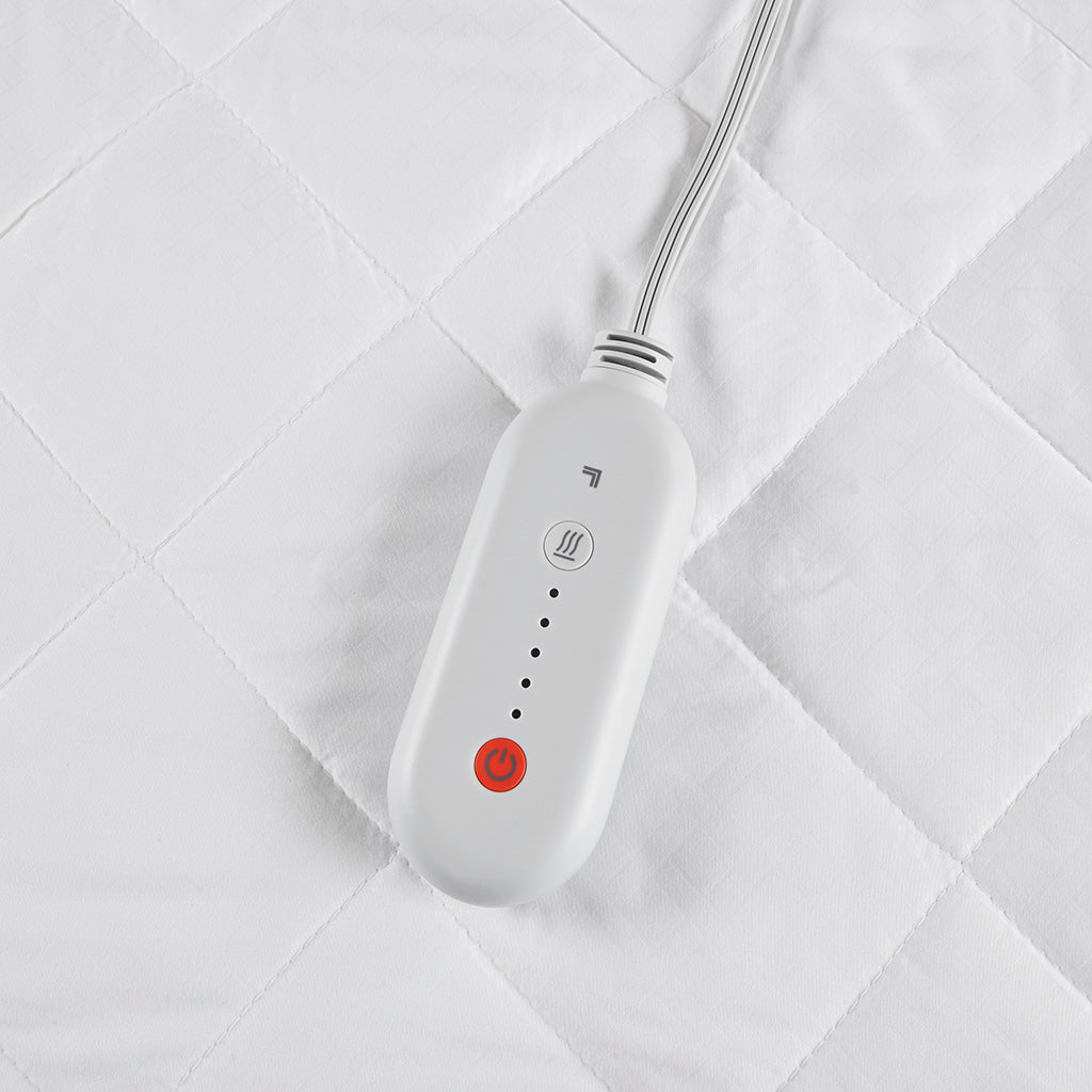 Embossed Microfiber Heated Mattress Pad - White