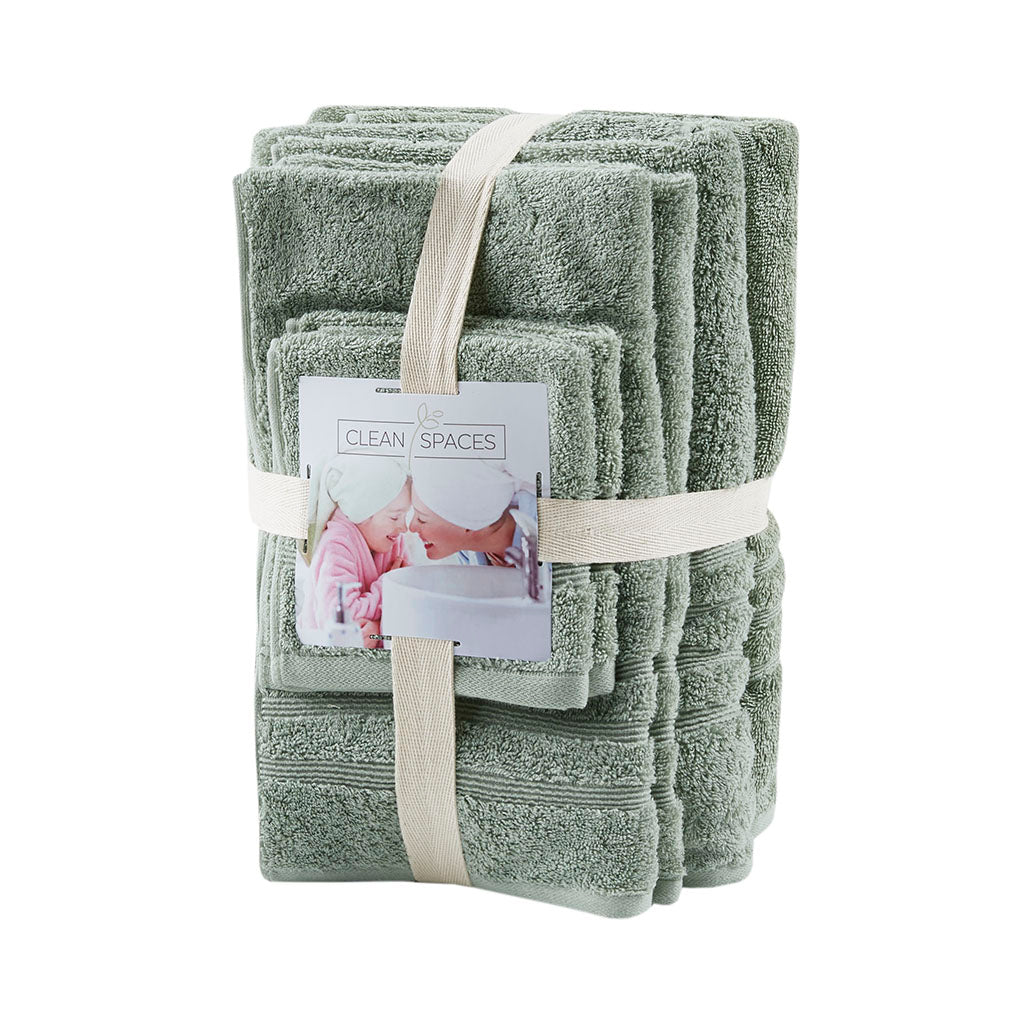 Nurture Sustainable Antimicrobial Bath Towel 6 Piece Set - Green