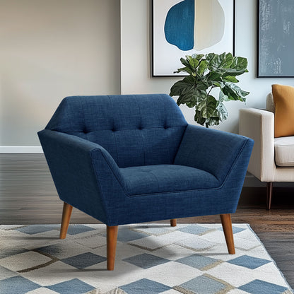 Newport Wide Mid-Century Modern Lounge Chair - Blue