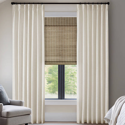 Emery 300gsm poly linen with 7 pinch pleat per pc - Ivory
