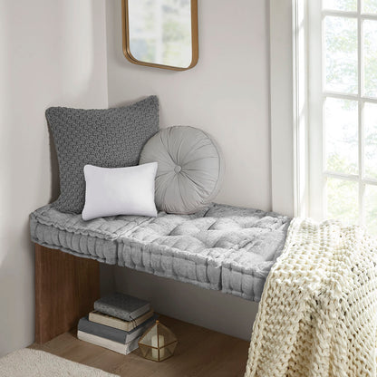 Azza Poly Chenille Square Floor Pillow Cushion Compress Pack - Grey