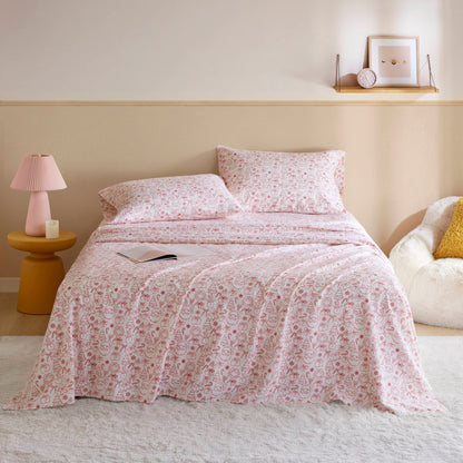 Cozy Soft Cotton Flannel Printed Sheet Set - Holiday Doodles