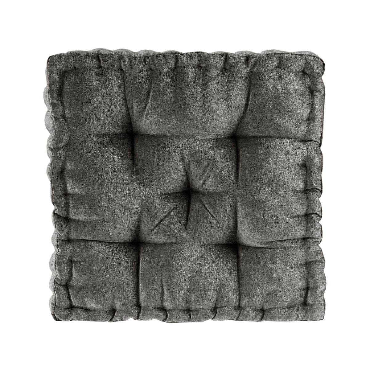 Azza Poly Chenille Square Floor Pillow Cushion - Charcoal