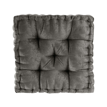 Azza Poly Chenille Square Floor Pillow Cushion - Charcoal