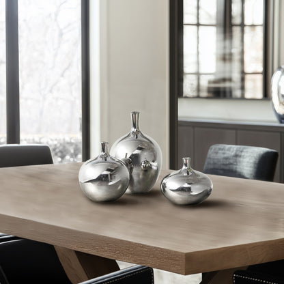 Ansen Mirrored Ceramic Decorative Vases 3-piece set - Silver
