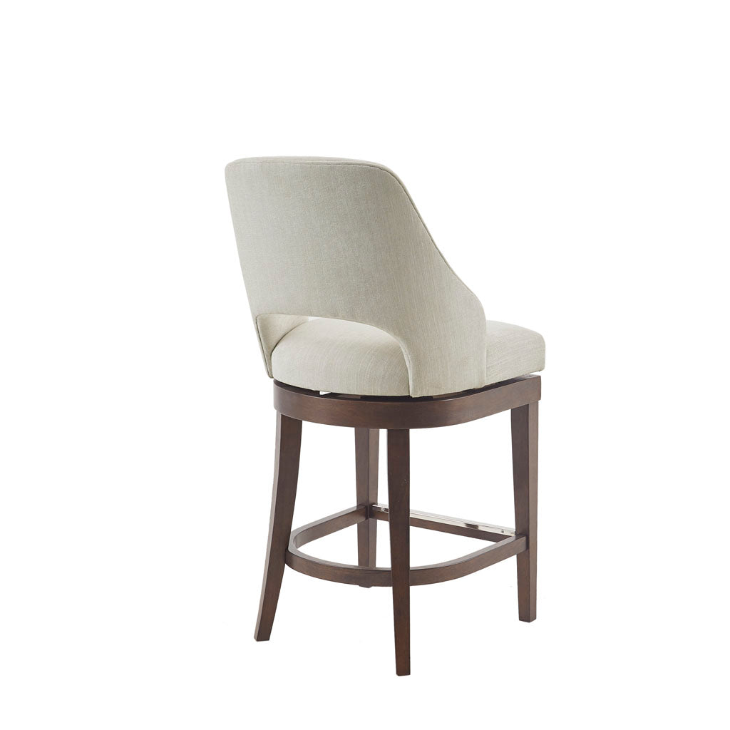 Jillian Upholstered Counter Stool with Cutout Back Design and Swivel Seat - Cream