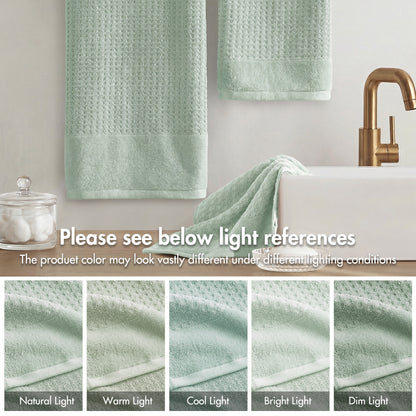 Spa Waffle Cotton Jacquard Bath Towel 6 Piece Set - Seafoam