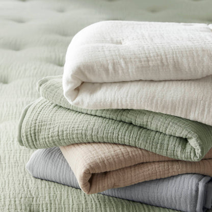Breeze cotton gauze embroidered Euro Sham - Sage