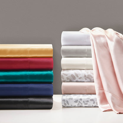Satin Luxury 2 PC Pillowcases - Gray Leopard