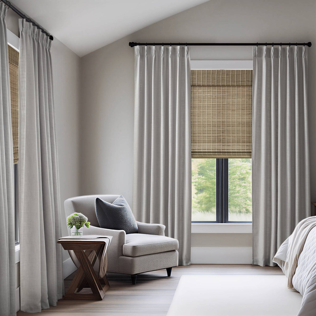 Emery 300gsm poly linen with 7 pinch pleat per pc - Grey