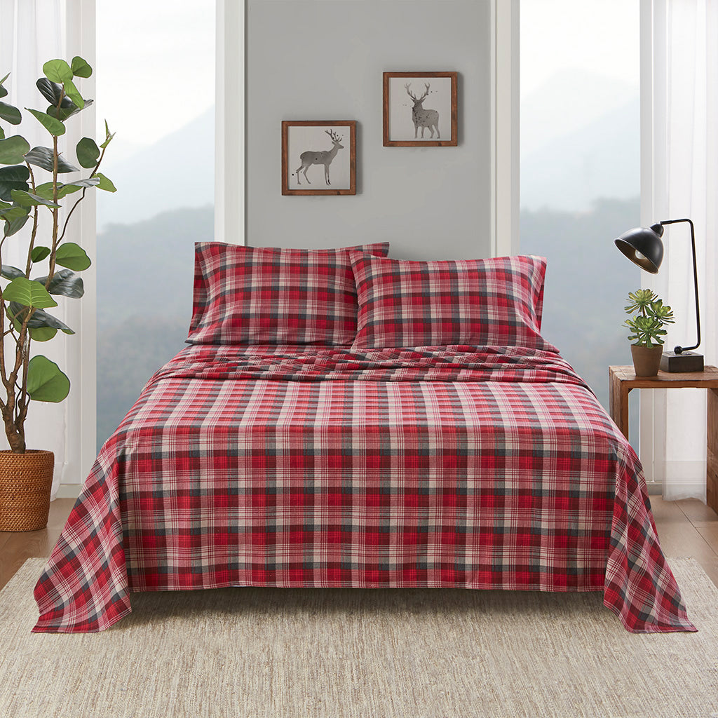 Cotton Flannel Sheet Set - Red Plaid