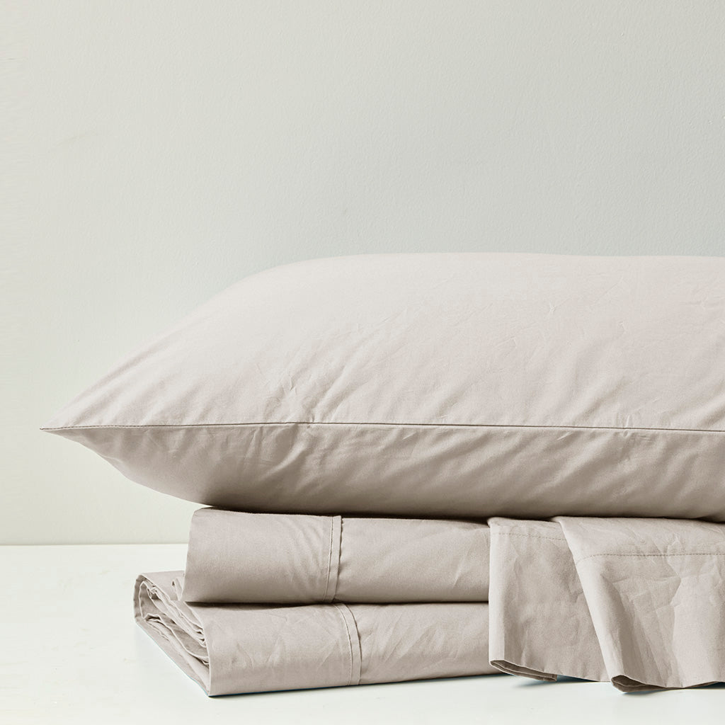 200 Thread Count Relaxed Cotton Percale Sheet Set - Ivory