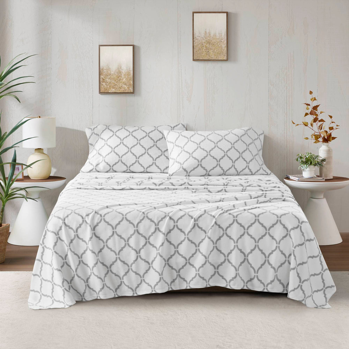 Micro Fleece Sheet Set - Grey Geo