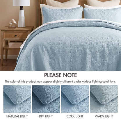 Quebec Reversible Bedspread Set - Blue