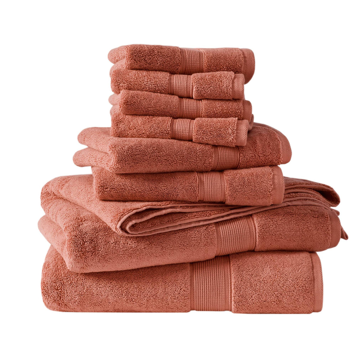 800GSM 100% Cotton 8 Piece Towel Set - Coral