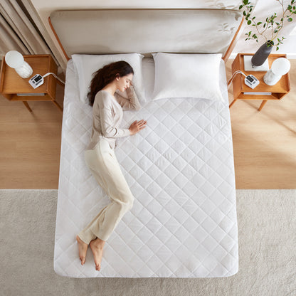 Microfiber Zoned Heated Mattress Pad - White