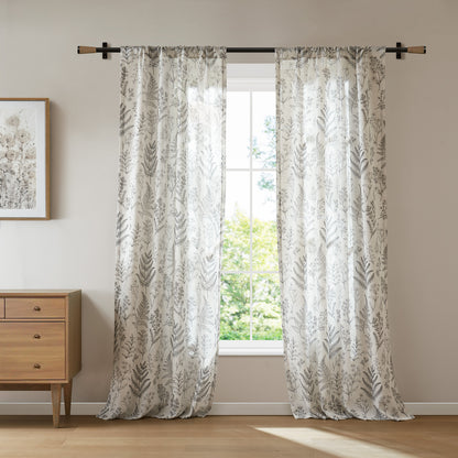 Aria Floral Window Panel - Charcoal