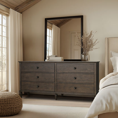 Victoria 6-drawer wood dresser (70") - Antique Brown
