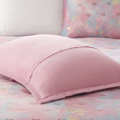 Rosalie Metallic Printed Plush Comforter Set with Throw Pillow - Pink Multi/Gold