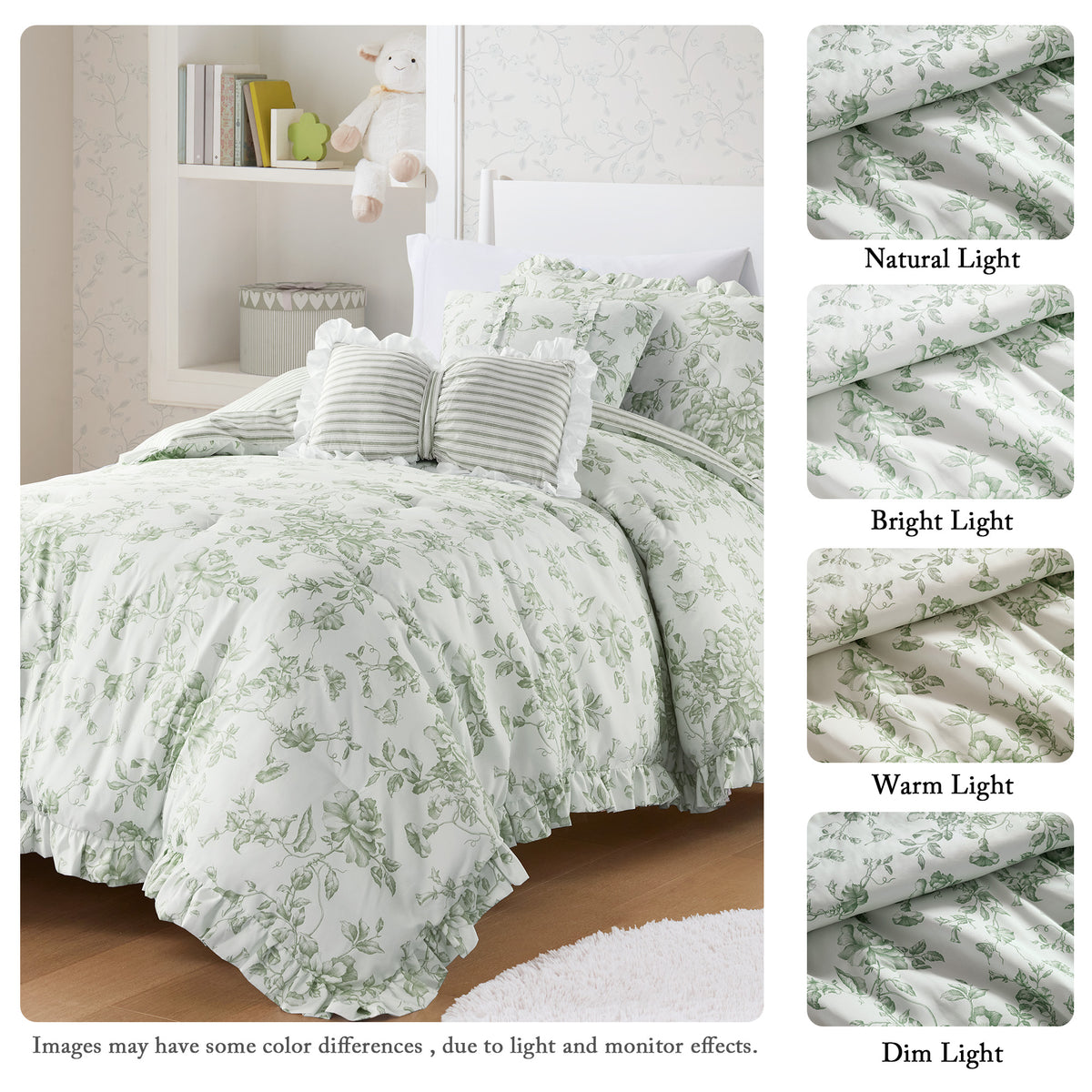 Adele Comforter Set with Decorative Pillows - Green