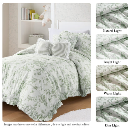 Adele Comforter Set with Decorative Pillows - Green