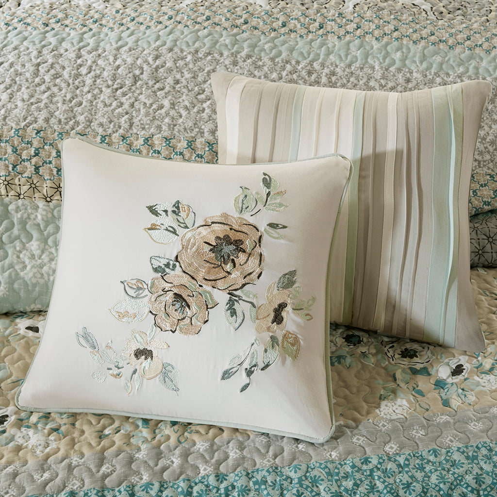 Willa 6 Piece Cotton Quilt Set with Throw Pillows - Green