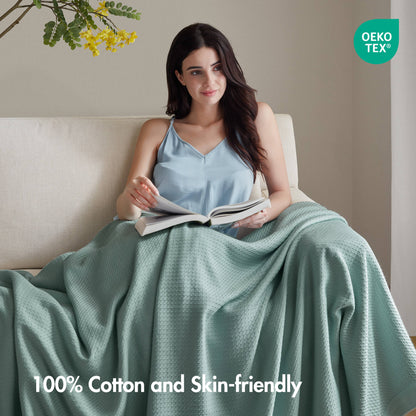 100% Certified Egyptian Cotton Blanket - Teal