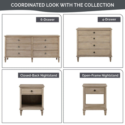 Victoria one-drawer wood nightstand with shelf - Antique Brown