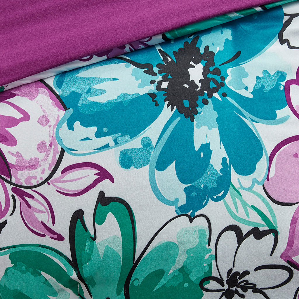 Olivia Floral Comforter Set - Blue