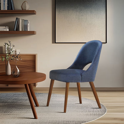 Nola Upholstered Dining Side Chairs with Cutout Back design (Set of 2) - Navy