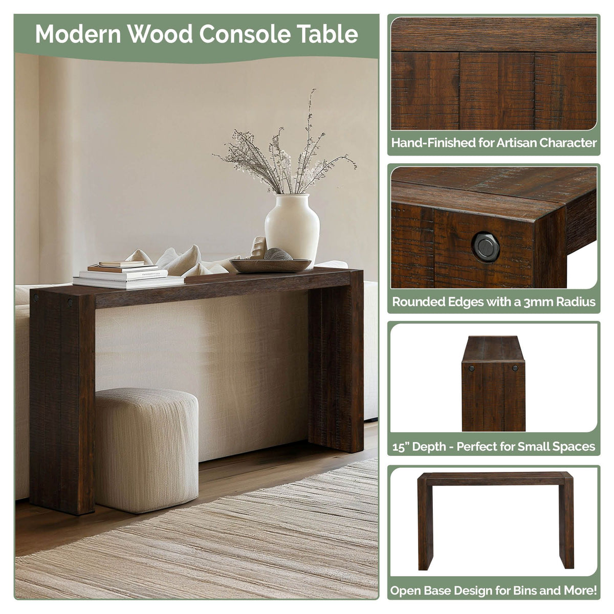 Monterey Counter-Height Wood Console Table (54"W) - Brown