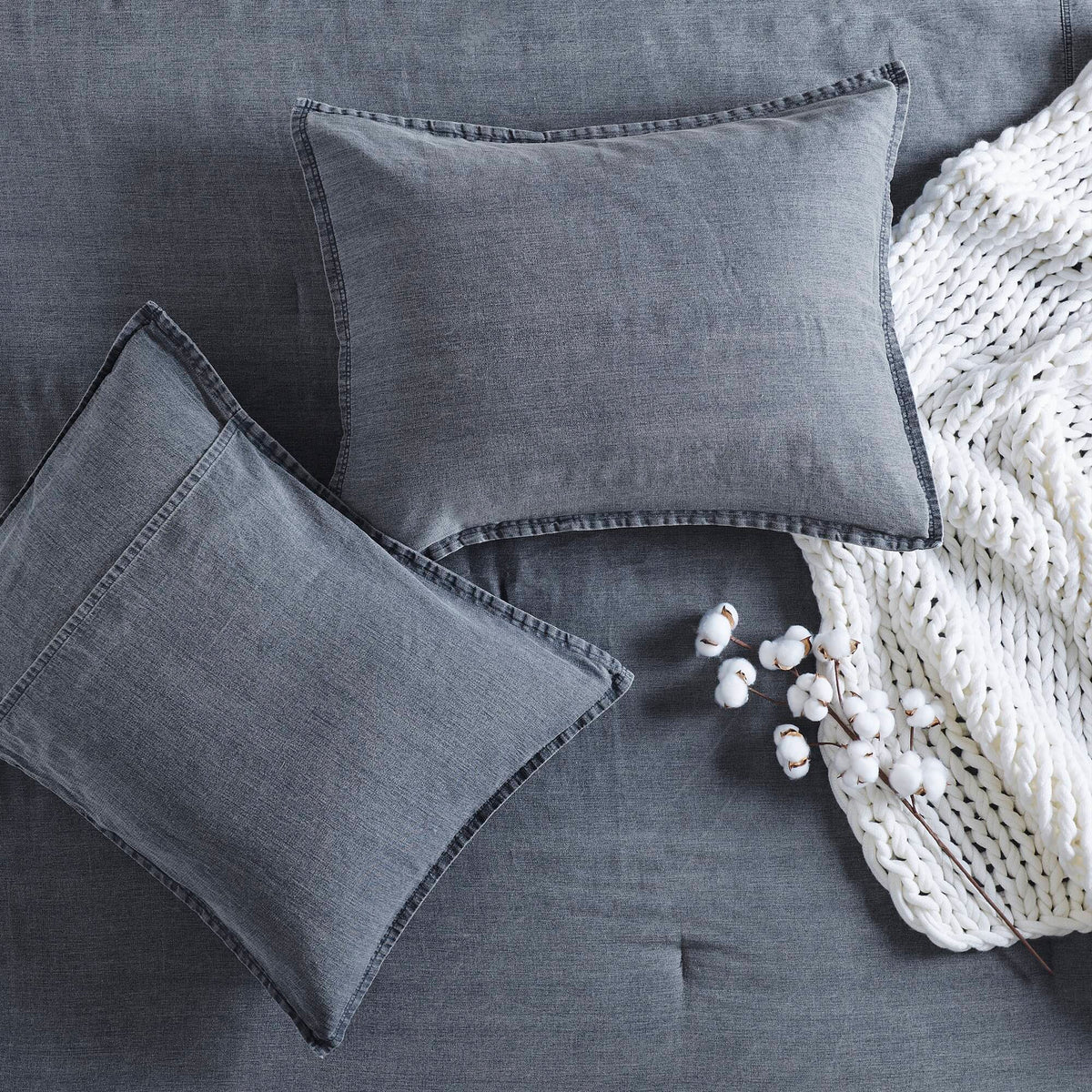 Mckenzie Cotton Twill Washed Comforter Set - Blue