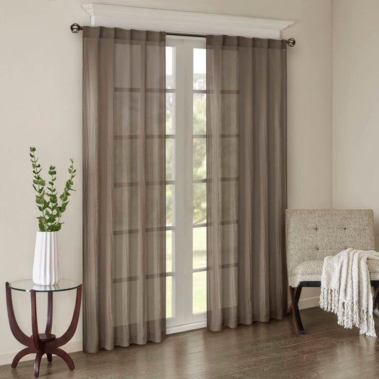 Harper Solid Crushed Curtain Panel Pair - Taupe