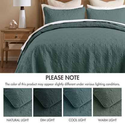 Quebec Reversible Bedspread Set - Balsam Green