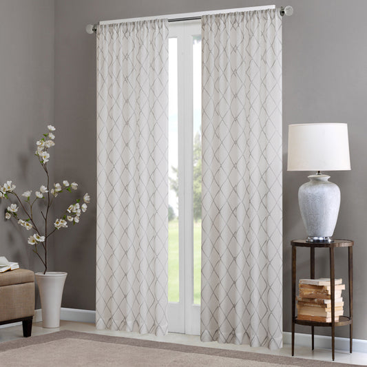 Irina Diamond Sheer Window Curtain Panel - White/Grey