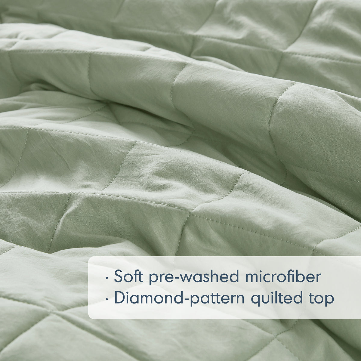 Hannah Diamond Quilted Ruffle Edge Comforter Set - Sage
