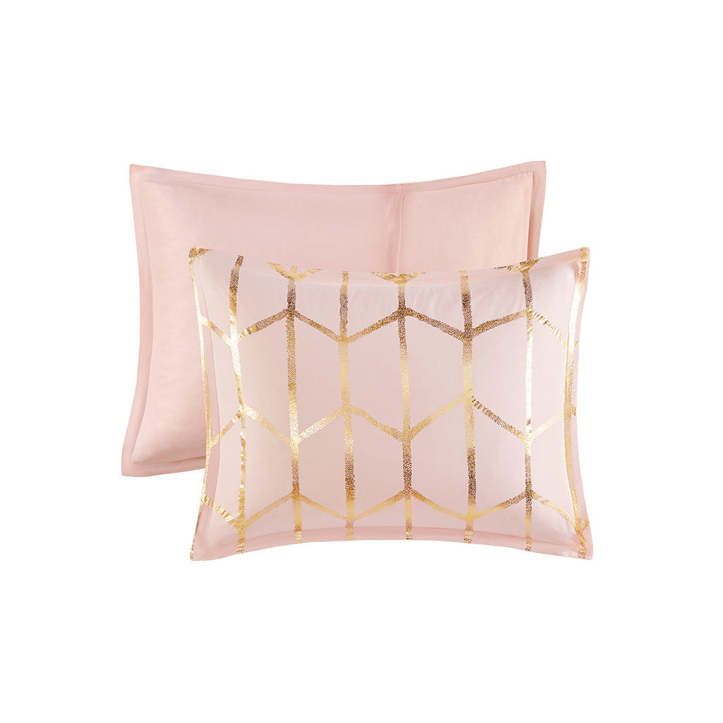 Raina Metallic Printed Comforter Set - Blush/Gold